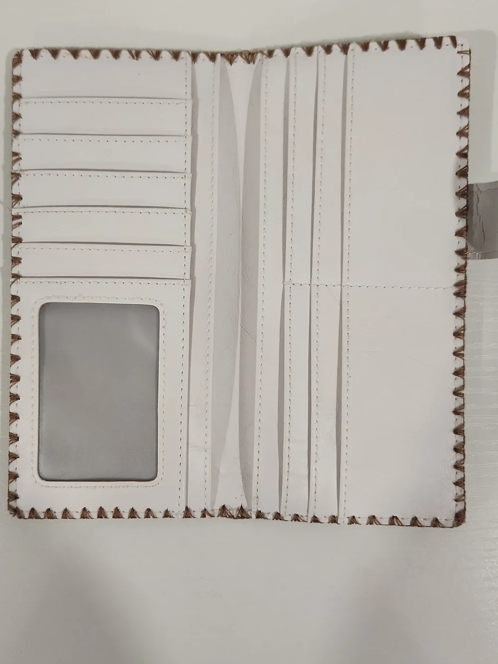 LAVISHY Elma Bohemian Flower Embroidered Large Flat Wallet White Vagan Leather